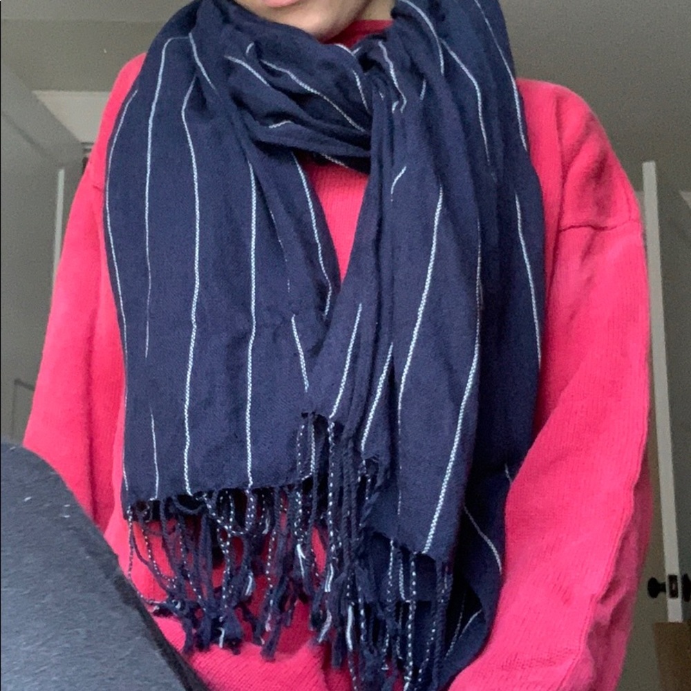 Navy and white striped scarf